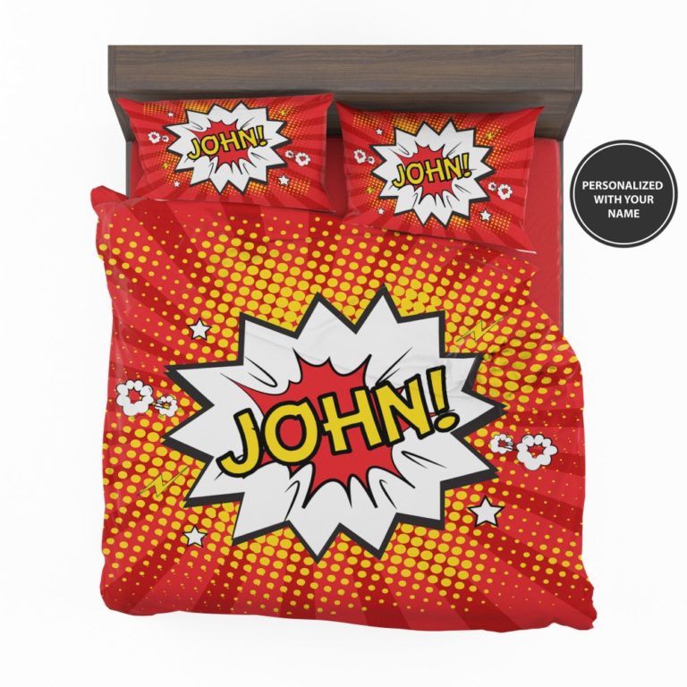 Superhero Theme Comic Personalized Custom Bedding Set