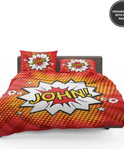 Superhero Theme Comic Personalized Custom Bedding Set