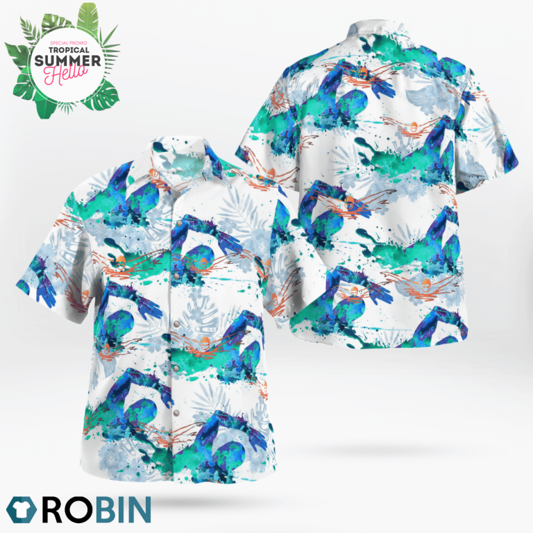 Swimming Hawaiian Shirts, Casual Button Down Short Sleeve Shirt