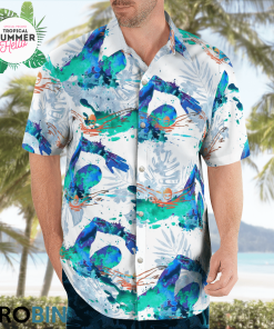 Swimming Hawaiian Shirts, Casual Button Down Short Sleeve Shirt