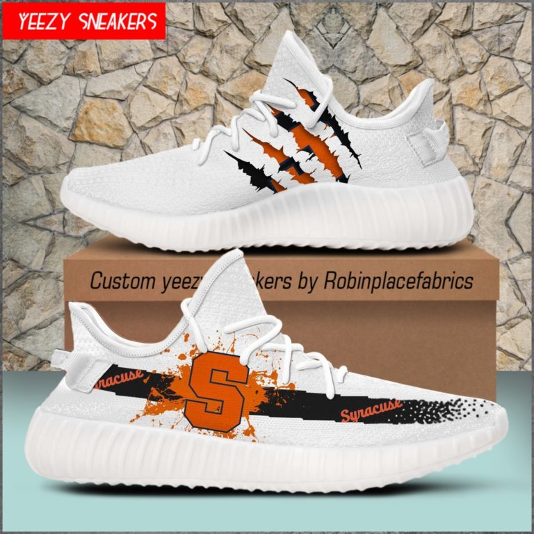 Syracuse Orange Yeezy Boost White Sneakers