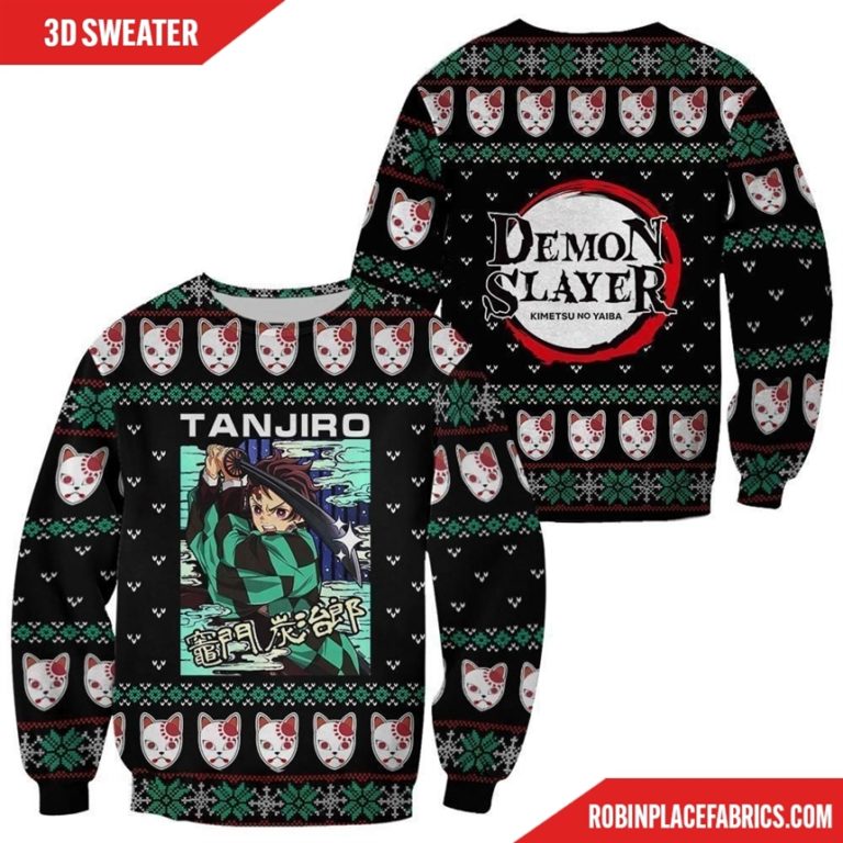 Tanjiro Kamado Ugly Christmas Sweater Demon Slayer Anime Xmas Custom Clothes