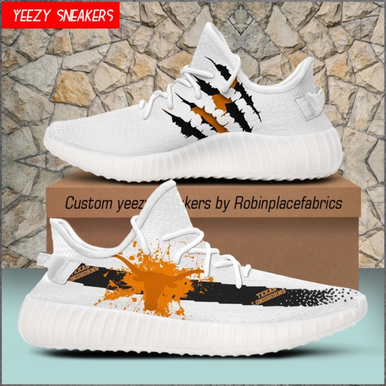 Texas Longhorns Yeezy Boost White Sneakers