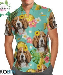 Tropical Pineapple Beagle Hawaiian Shirts