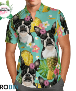 Tropical Pineapple Boston Terrier Hawaiian Shirts Tropical Pineapple Boston Terrier Hawaiian Shirts