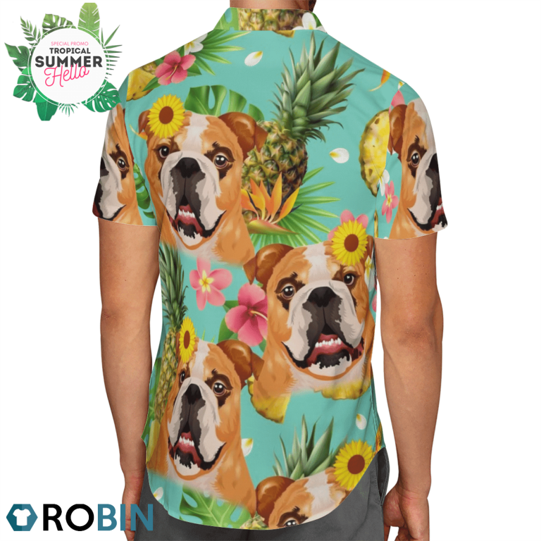 Tropical Pineapple Bulldog Hawaiian Shirts