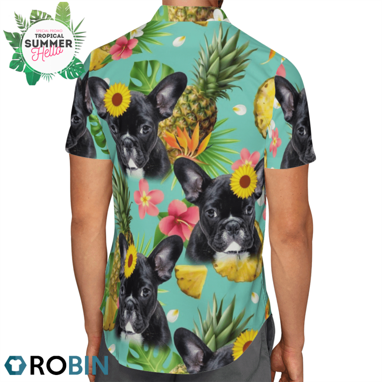 Tropical Pineapple French Bulldog Hawaiian Shirts, Aloha Shirt
