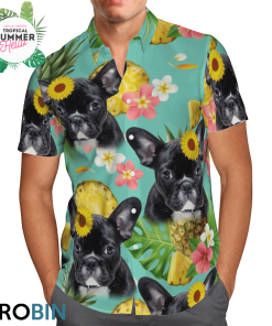 Tropical Pineapple French Bulldog Hawaiian Shirts, Aloha Shirt