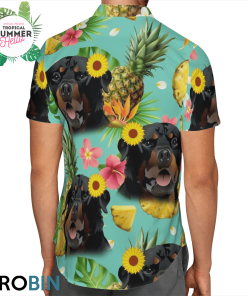 Tropical Pineapple Rottweiler Hawaiian Shirts
