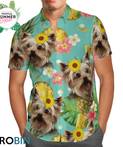Tropical Pineapple Yorkshire Terrier Hawaiian Shirts