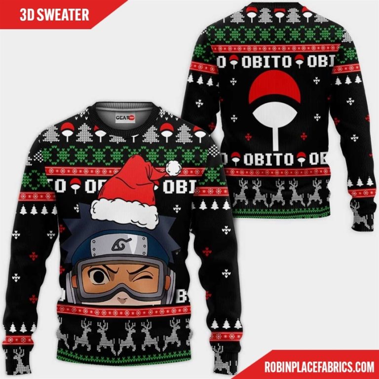 Uchiha Obito Ugly Christmas Sweater Custom Naruto Anime Xmas Gifts