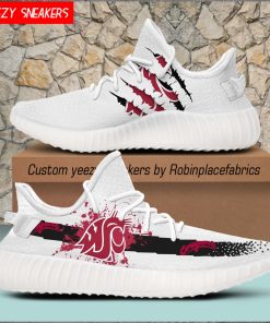 Washington State Cougars Yeezy Boost White Sneakers