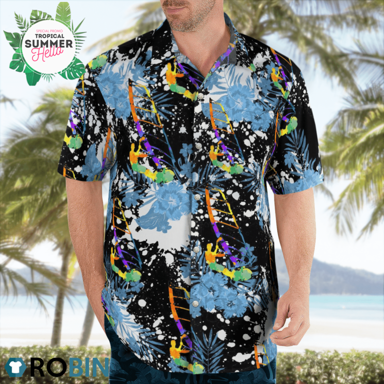 Windsurfing Hawaiian Shirts, Casual Button Down Short Sleeve Shirt