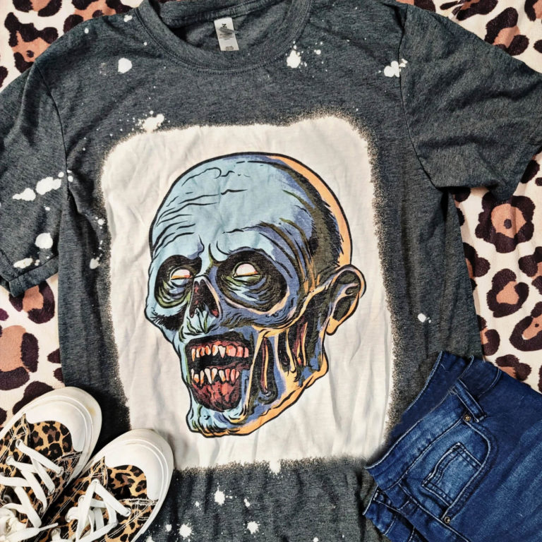 Zombie Halloween Bleached T-Shirt