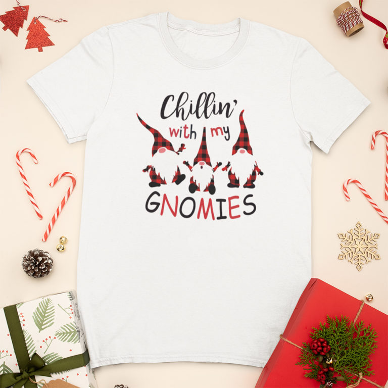 Chillin’ With My Gnomies Buffalo Red Plaid Christmas Gnome Shirt