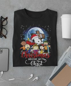 Peanuts Snoopy and Friends Christmas Begins with Christ Shirts