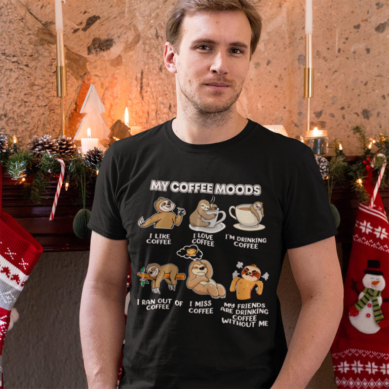 Sloth My Coffee Moods I Like Coffee I Love Coffee Funny Shirt