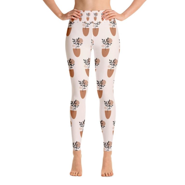 Abstract Boho Plants Yoga Leggings Women, High Waisted Pants