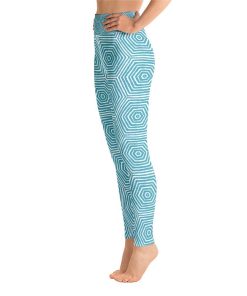 Abstract Geometric Pattern Yoga Leggings Women, Blue High Waisted Pants Abstract Geometric Pattern Yoga Leggings Women, Blue High Waisted Pants