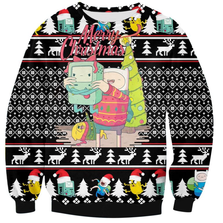 Adventure Time Print Ugly Christmas Sweatshirt