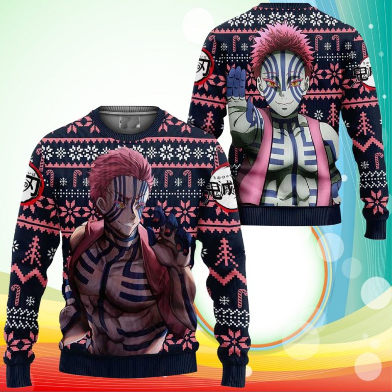 Akaza Ugly Christmas Sweater Anime Demon Slayer Xmas Gifts