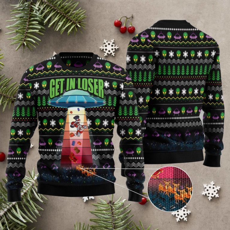 Alien Get In Loser Christmas Ugly Sweater