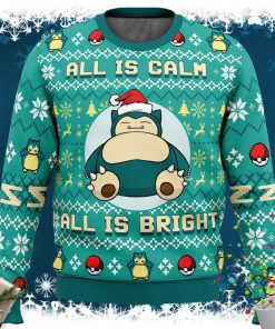All is Calm All Bright Snorlax Pokemon Ugly Christmas Sweater All is Calm All Bright Snorlax Pokemon Ugly Christmas Sweater