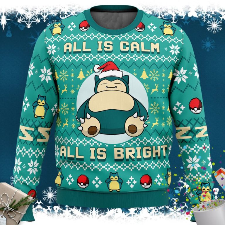 All is Calm All Bright Snorlax Pokemon Ugly Christmas Sweater