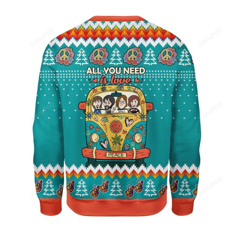 All You Need Is Love Hippie Peace Bus Ugly Christmas Sweater