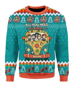 All You Need Is Love Hippie Peace Bus Ugly Christmas Sweater