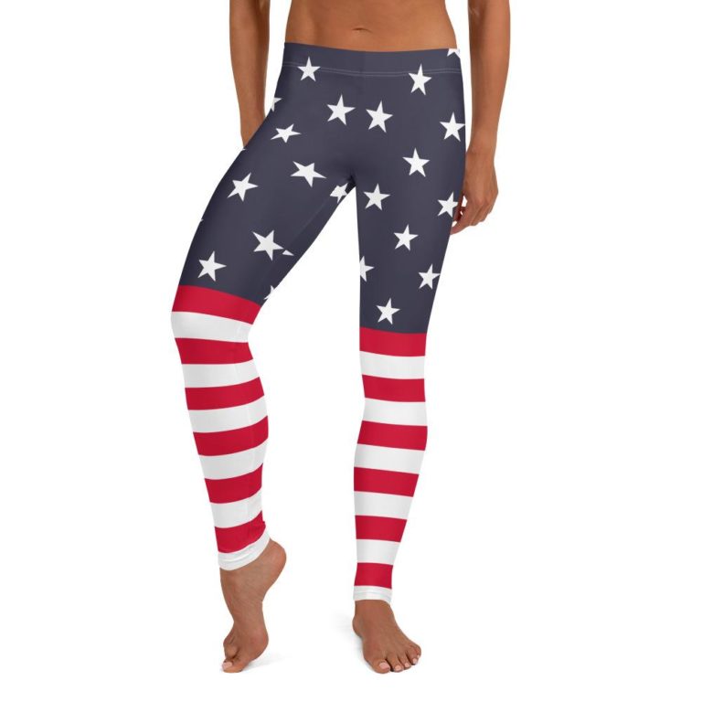 American Flag Leggings, USA Patriot Stars and Stripes Blue Red White Patriotic