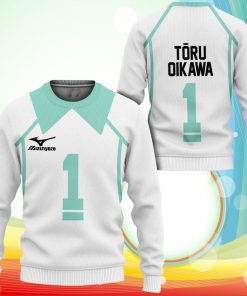 Aoba Johsai Toru Oikawa Sweatshirt Uniform Num 1 Haikyuu Anime 3D Printed Sweater