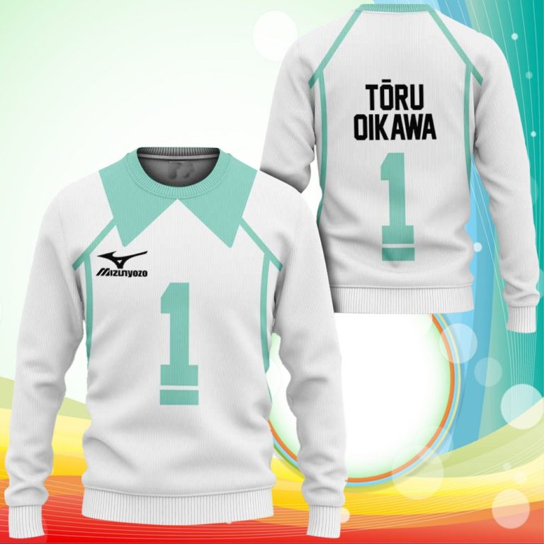 Aoba Johsai Toru Oikawa Sweatshirt Uniform Num 1 Haikyuu Anime 3D Printed Sweater