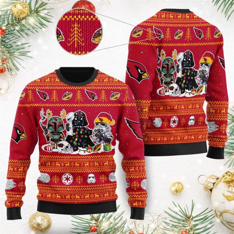 Arizona Cardinals Star Wars Ugly Christmas Sweater Darth Vader Boba Fett Stormtrooper