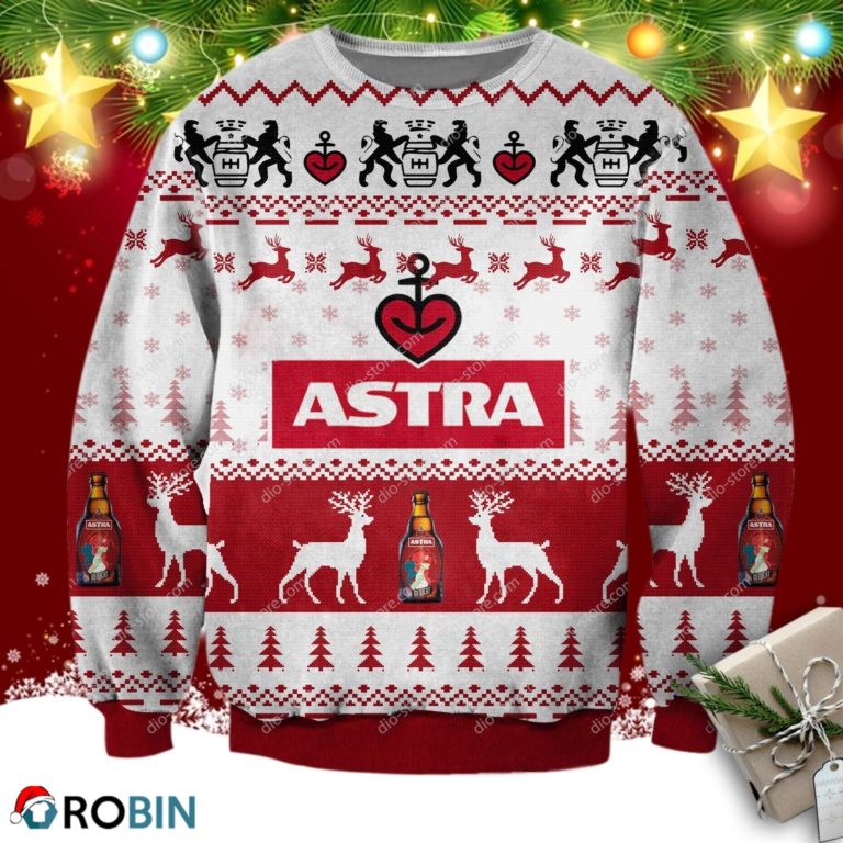 Astra Beer Knitting Pattern 3d Print Ugly Christmas Sweatshirt