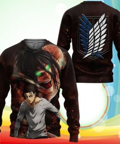 Attack On Tian Eren Yeager Sweatshirt AOT Final Season Anime 3D Printed Sweater