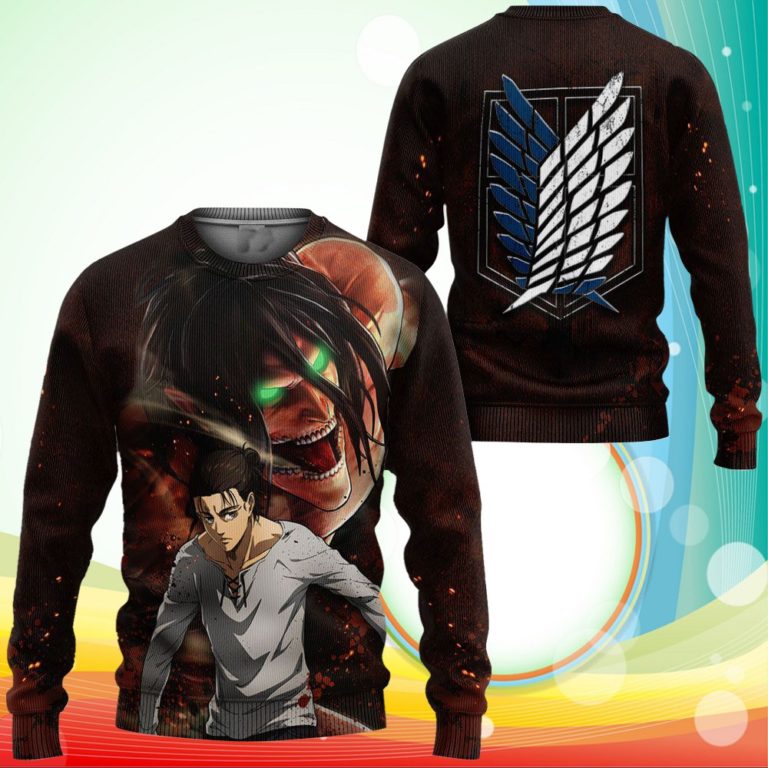 Attack On Tian Eren Yeager Sweatshirt AOT Final Season Anime 3D Printed Sweater