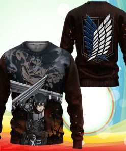Attack On Tian Mikasa Ackerman Sweatshirt AOT Final Season Anime 3D Printed Sweater
