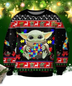 Baby Yoda With Puzzles Autism 3d Print Ugly Christmas Sweater Baby Yoda With Puzzles Autism 3d Print Ugly Christmas Sweater