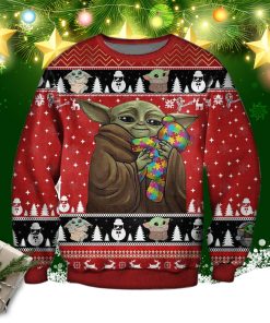 Baby Yoda With Puzzles Autism 3d Print Ugly Christmas Sweatshirt, Sweater
