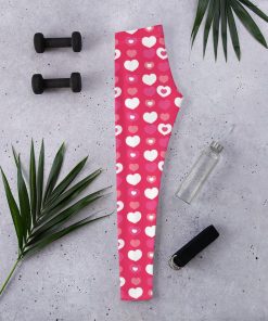 Bachelorette Party Leggings, Hearts Print Pink Leggings Bachelorette Party Leggings, Hearts Print Pink Leggings