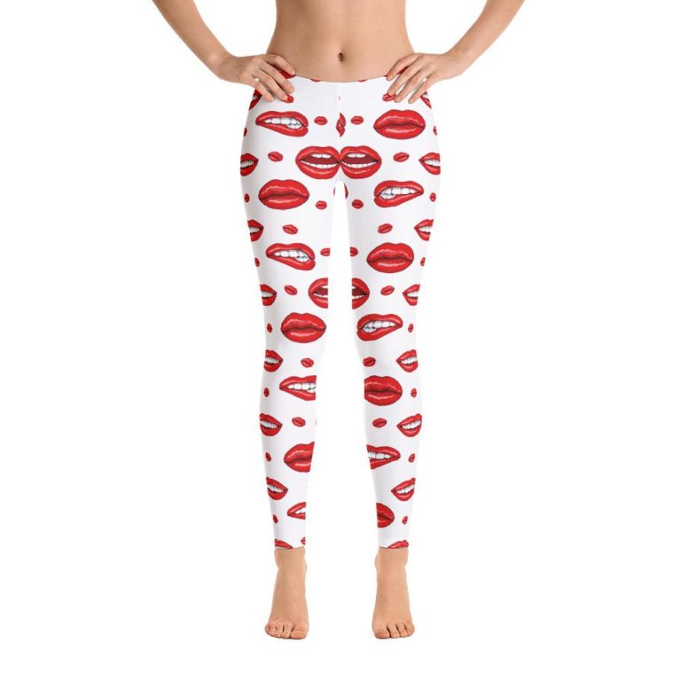 Bachelorette Party Leggings, Sexy Hot Lips Bestie Bae Bridal Galentine Valentine Leggings