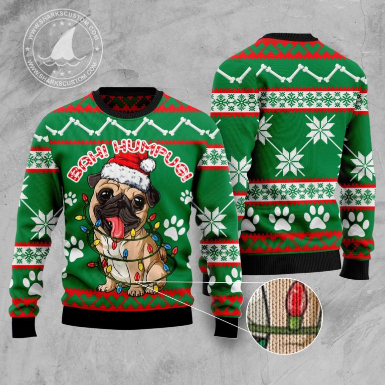 Bah Humpug String Lights Ugly Christmas Sweater