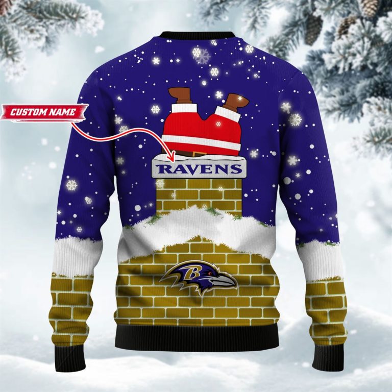 Baltimore Ravens NFL Football Santa Claus 3D Ugly Christmas Sweater