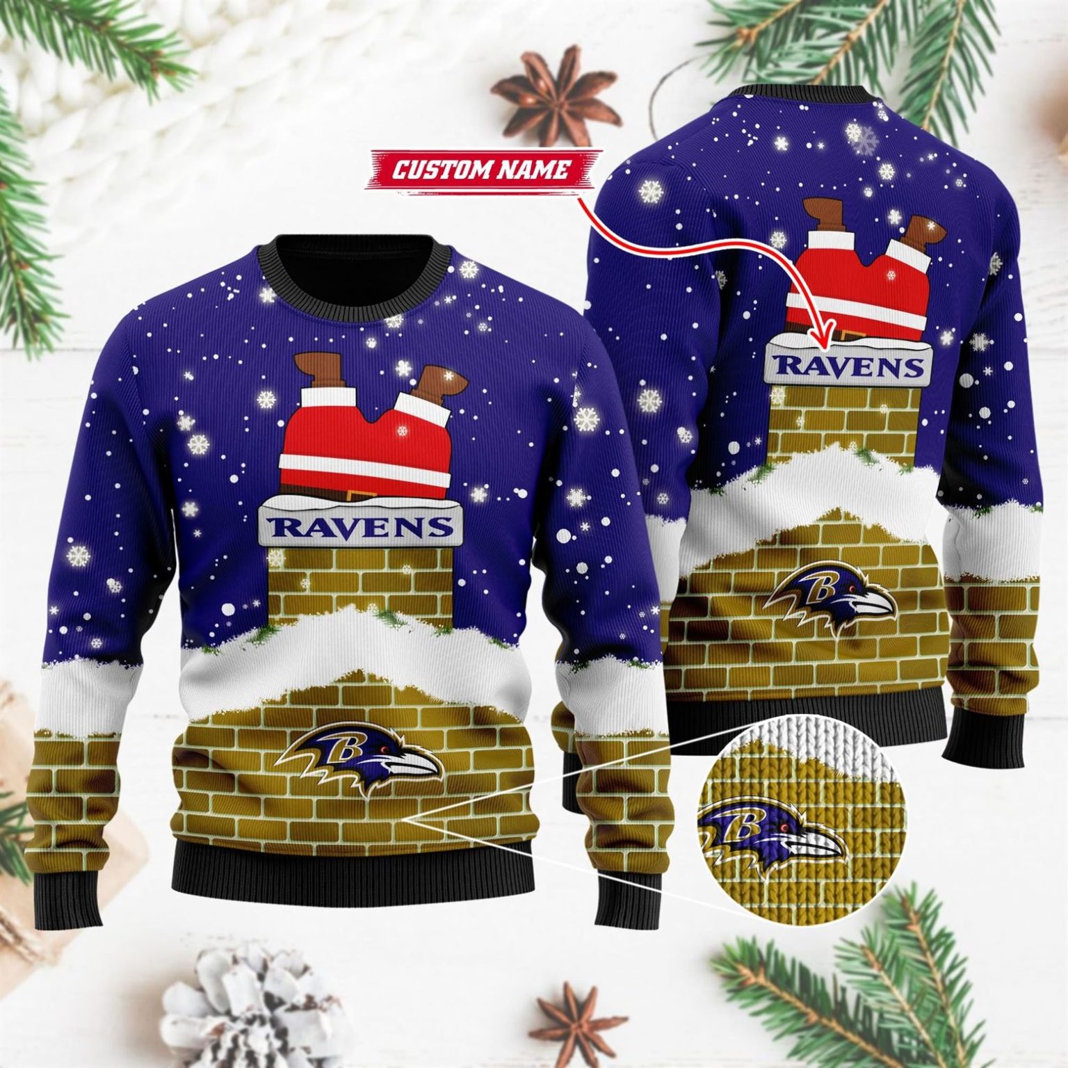 Baltimore Ravens NFL Football Santa Claus 3D Ugly Christmas Sweater ...