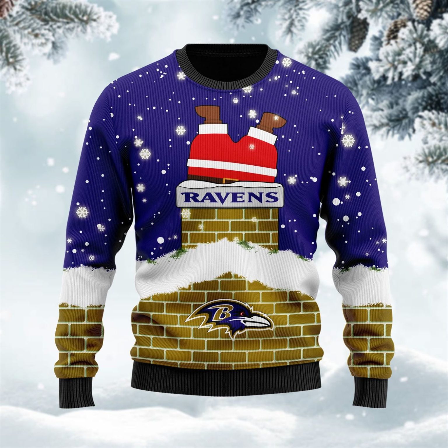 Baltimore Ravens NFL Football Santa Claus 3D Ugly Christmas Sweater ...