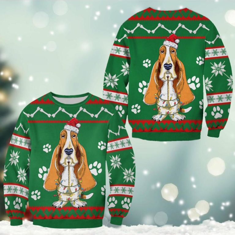 Basset Hound Green Christmas Sweatshirt