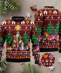 Basset Hound Pine Tree Ugly Christmas Sweater