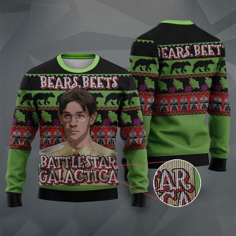 Bears, Beats, Jim Battlestar Galactica The Office Ugly Christmas Sweater RBSWEATSHIRT511