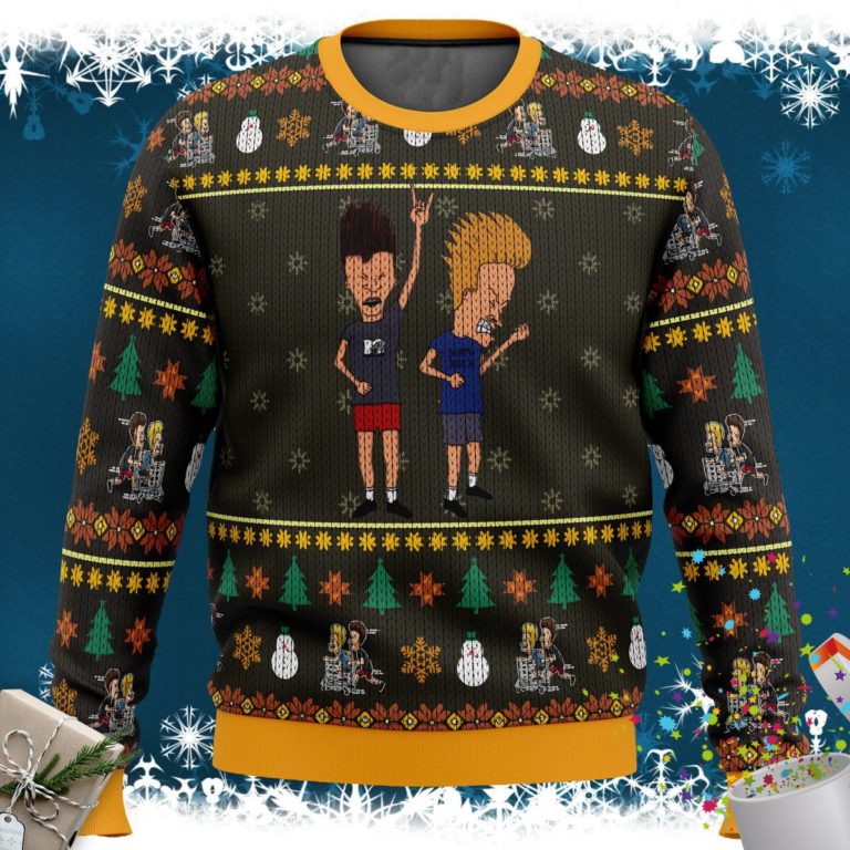 Beavis and Butthead Rock On Ugly Christmas Sweater